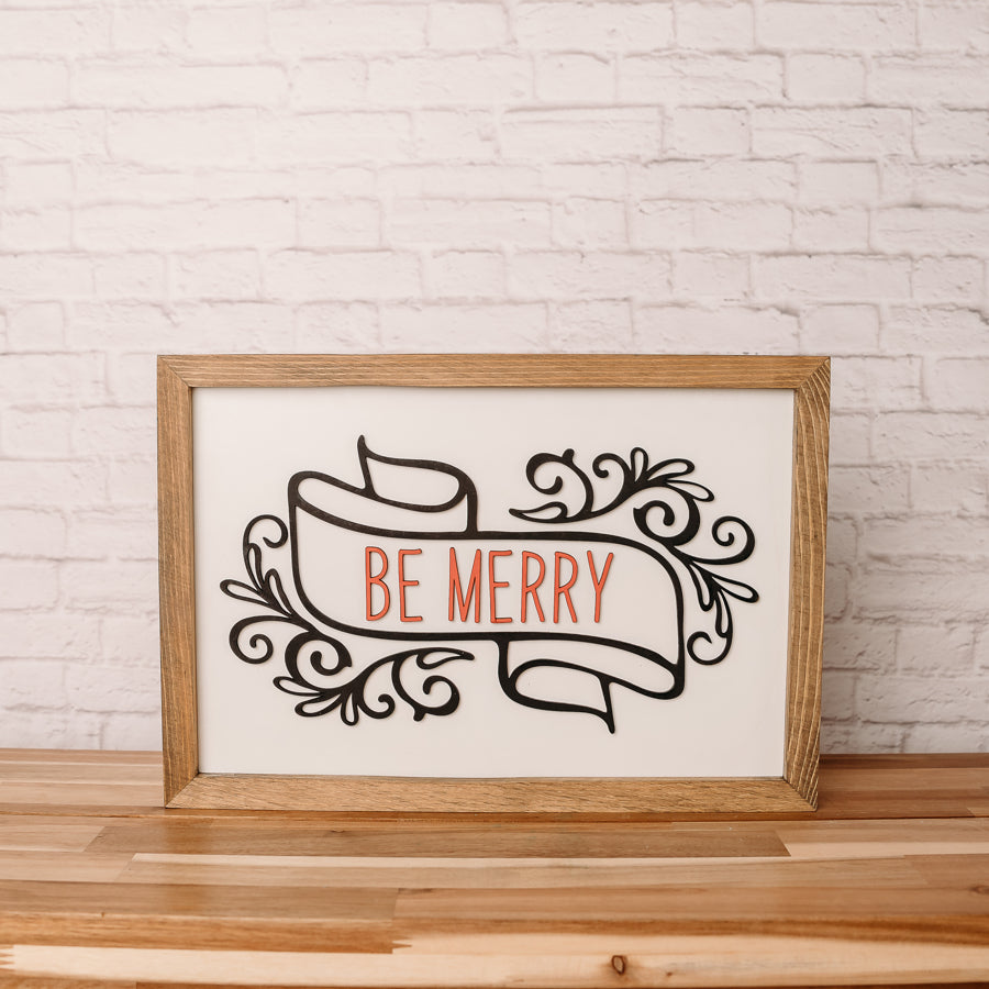 Be Merry | 11x16 inch Wood Sign | Christmas Sign