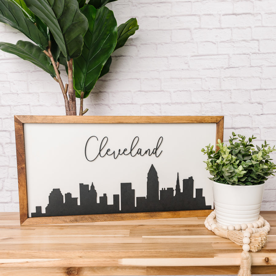 City Skyline Sign | 11x21 inch Wood Sign