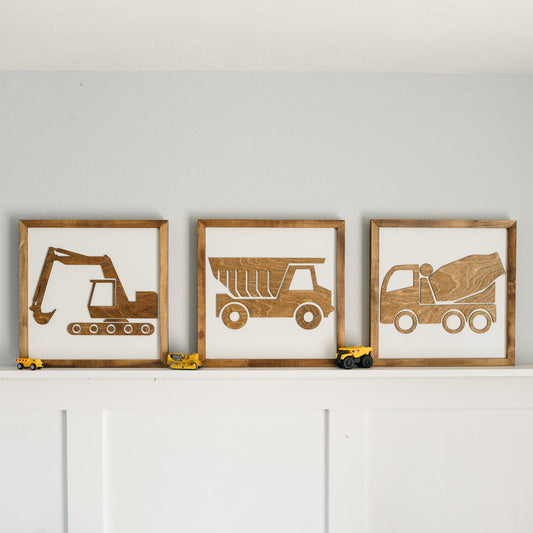 Construction Truck Sign 16 inch - Construction Room - Construction Vehicles - Boys Construction Truck Room