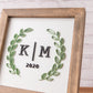 Initial Sign with Greenery | 8x8 inch Wood Sign