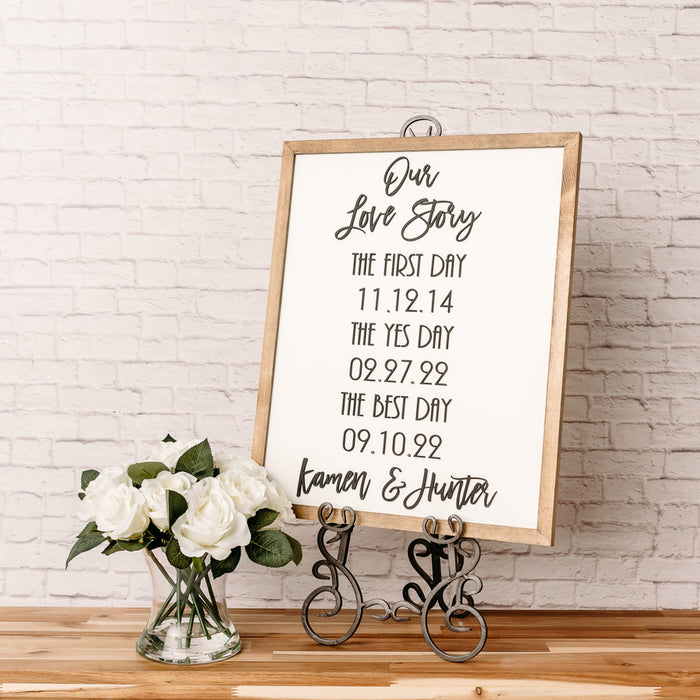 Our Love Story Sign | 17x21 inch Personalized Wood Wedding Sign