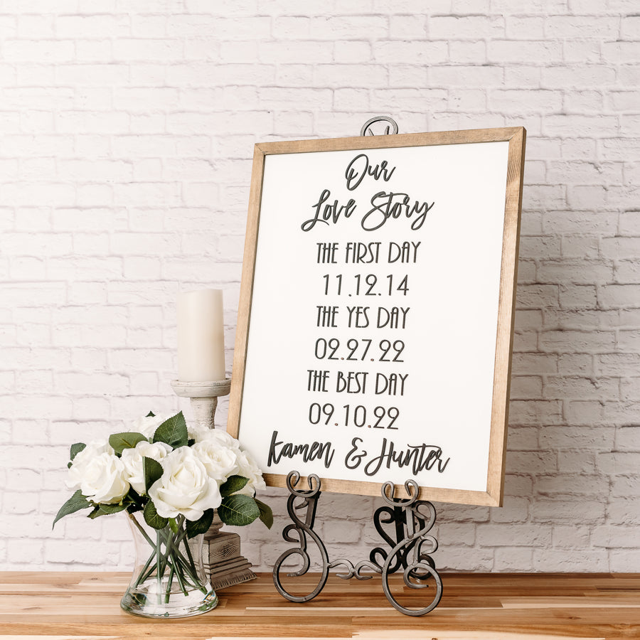 Our Love Story Sign | 17x21 inch Personalized Wood Wedding Sign