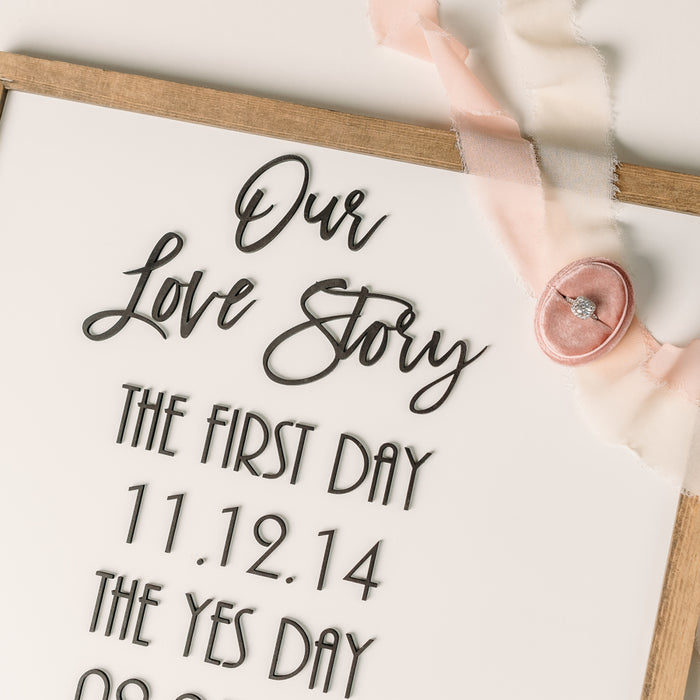 Our Love Story Sign | 17x21 inch Personalized Wood Wedding Sign