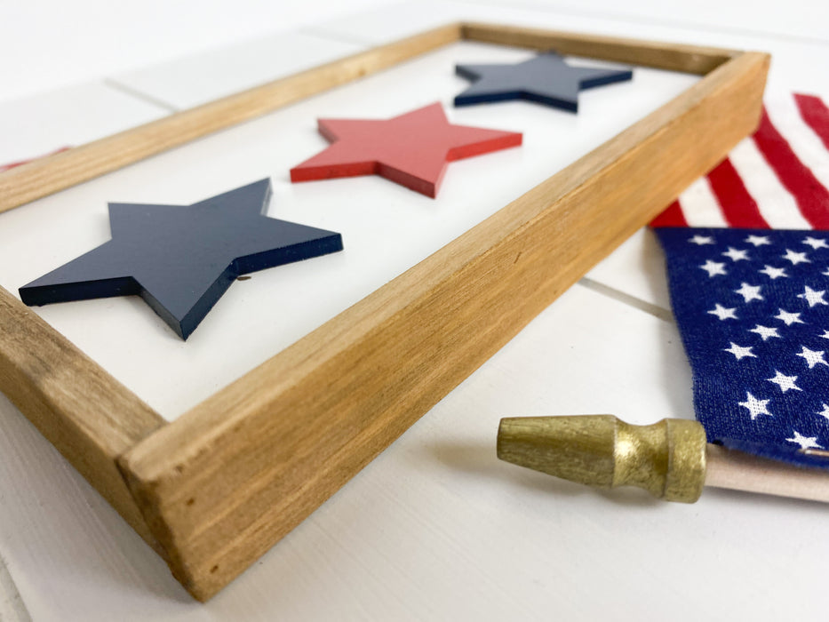 Patriotic Stars | 4x7 inch Tiered Tray Sign