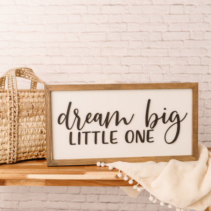 Dream Big Little One | 11x21 inch Wood Sign | Nursery Sign