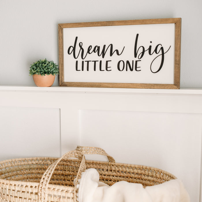 Dream Big Little One | 11x21 inch Wood Sign | Nursery Sign