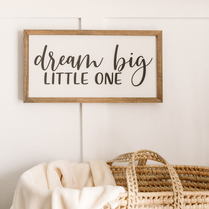 Dream Big Little One | 11x21 inch Wood Sign | Nursery Sign