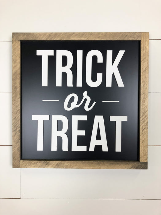 Trick or Treat | Halloween Sign | 14x14 in Wood Sign