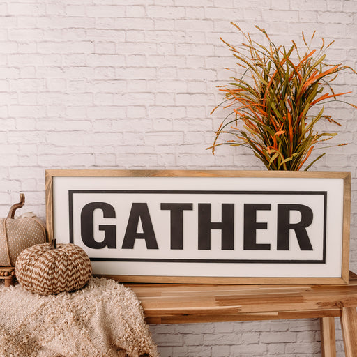 Gather | 13x35 inch Wood Sign | Kitchen Sign