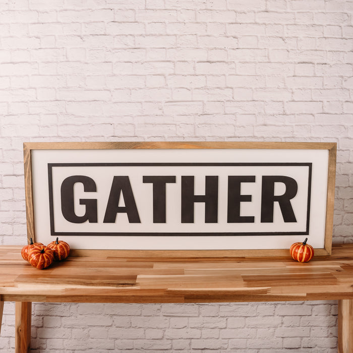 Gather | 13x35 inch Wood Sign | Kitchen Sign