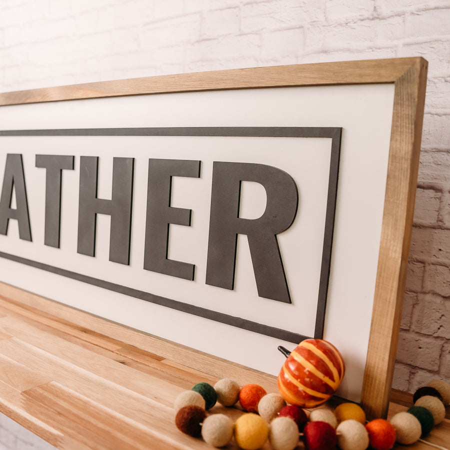 Gather | 13x35 inch Wood Sign | Kitchen Sign