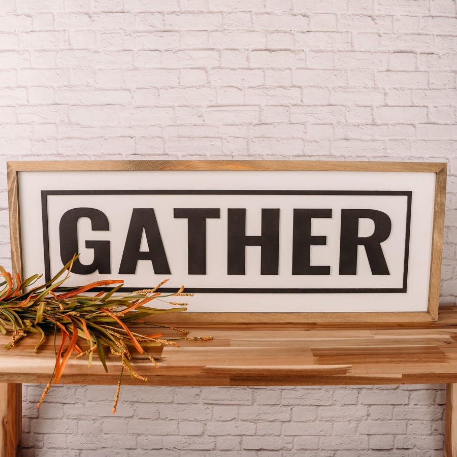 Handcrafted outlet gather sign