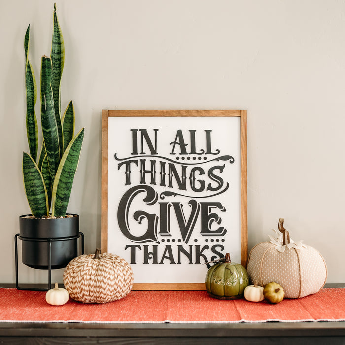 In All Things Give Thanks | 17x21 inch Wood Sign