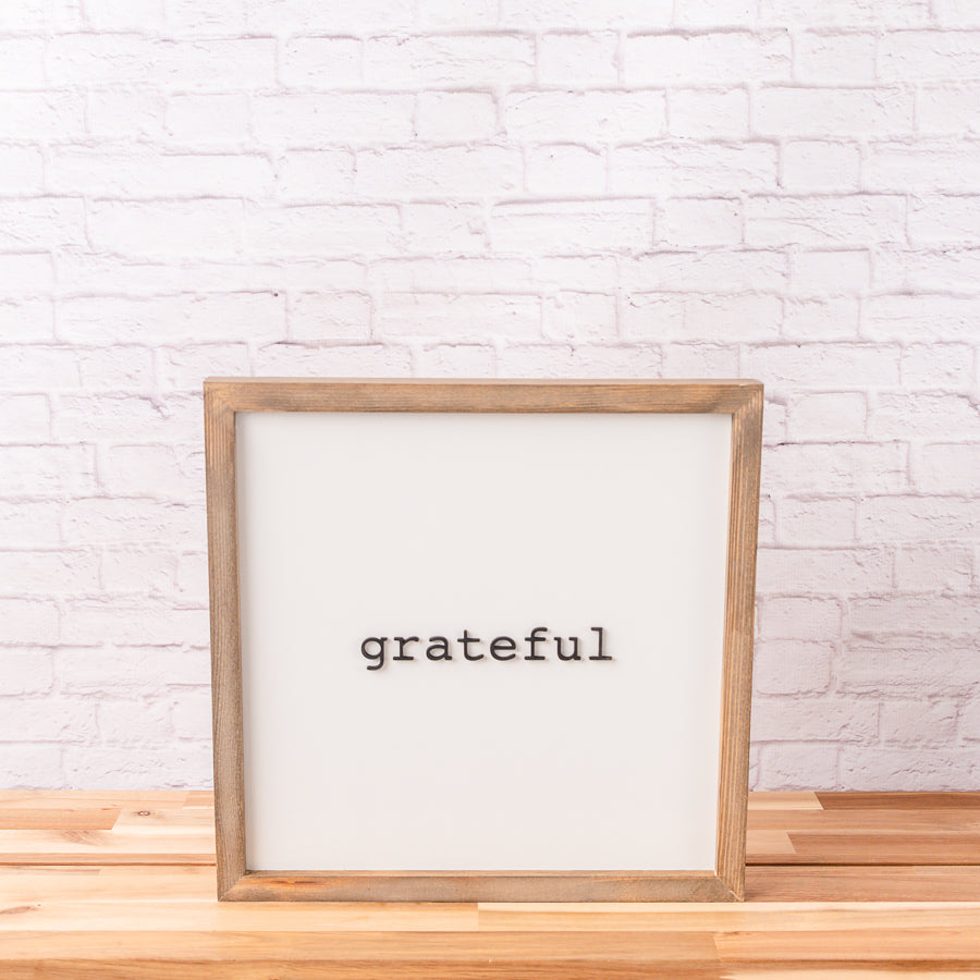 14x14 inch Write-on Grateful Sign | Family Activity Sign | What are you grateful for?