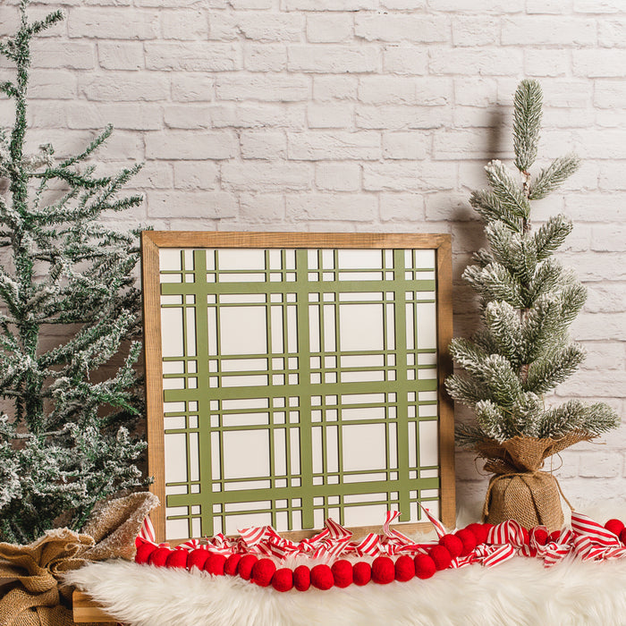 16x16 inch Green Plaid