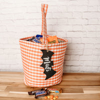 Personalized Halloween Trick or Treat Bags with Bat Tags - Custom Halloween Candy Bags