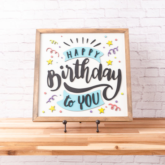 Happy Birthday Sign | Celebration Sign | 16x16 inch Wood Sign