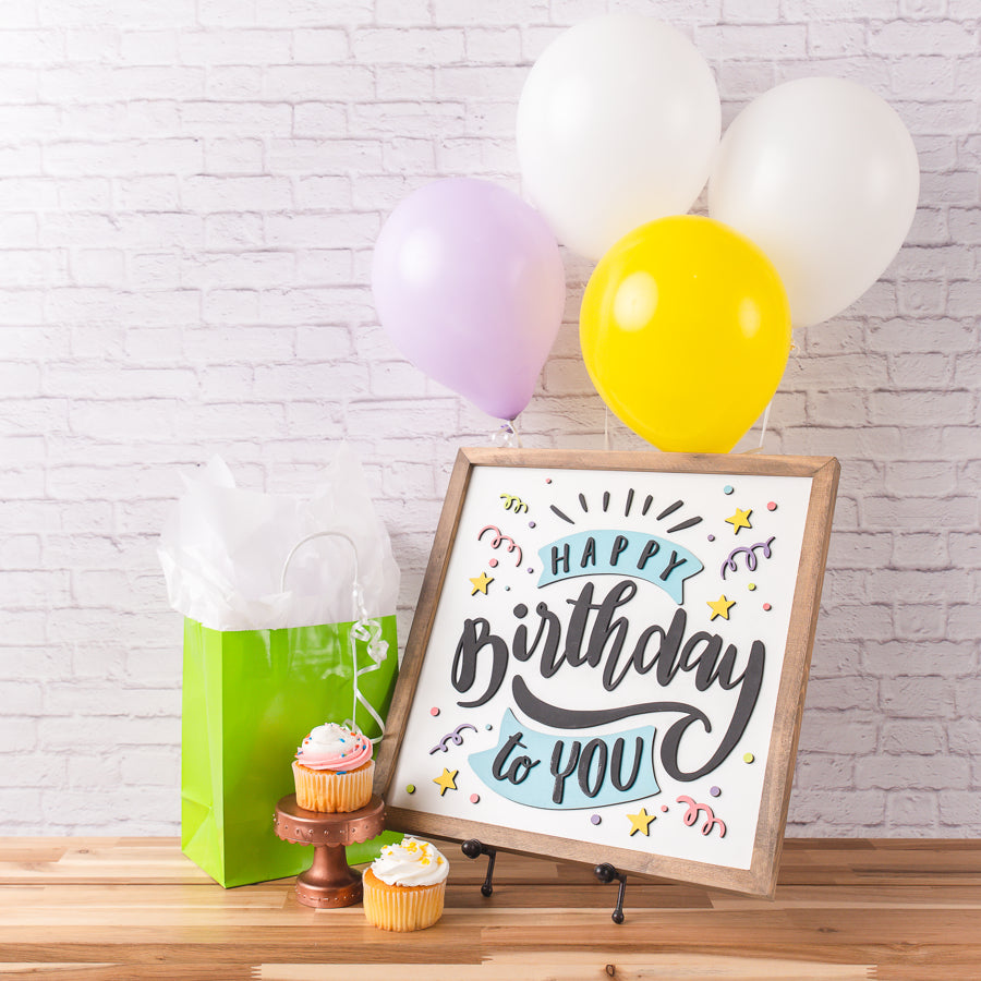 Happy Birthday Sign | Celebration Sign | 16x16 inch Wood Sign
