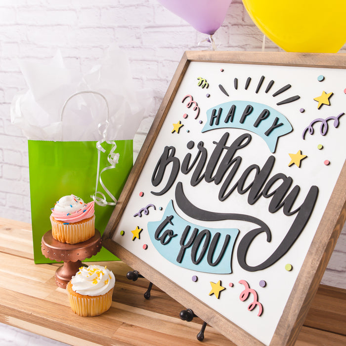 Happy Birthday Sign | Celebration Sign | 16x16 inch Wood Sign