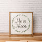 He Is Risen Wreath Sign | 16x16 inch Wood Sign