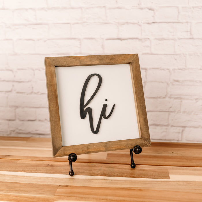 Hi | 8x8 inch Wood Sign