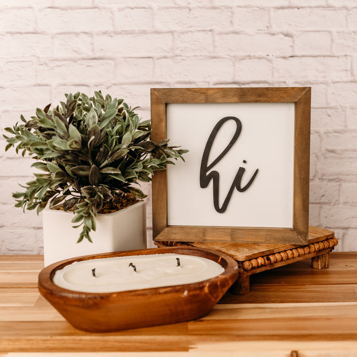 Hi | 8x8 inch Wood Sign