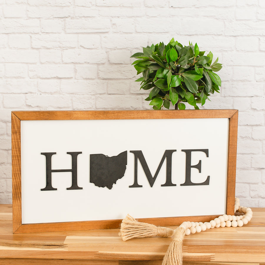 Pick Your State HOME | 11x21 inch 3D Wood Framed Sign