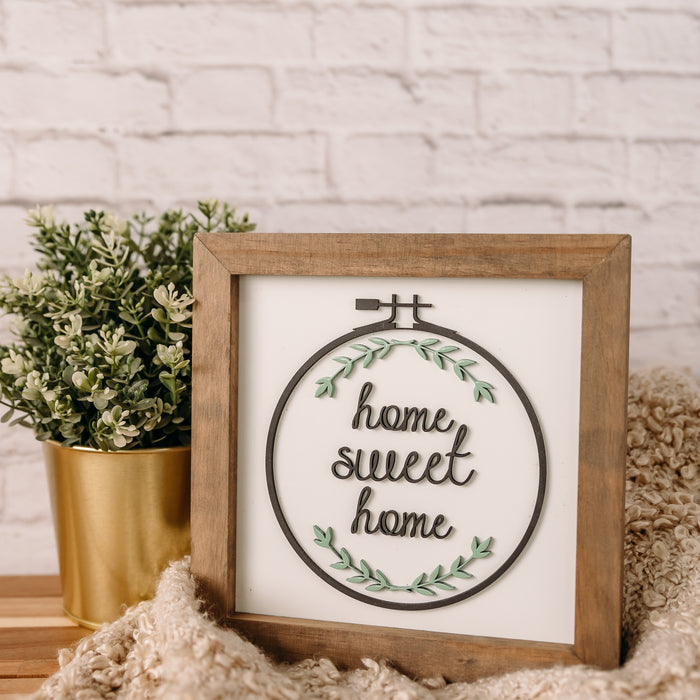 Home Sweet Home | 8x8 inch Wood Sign | Everyday Sign