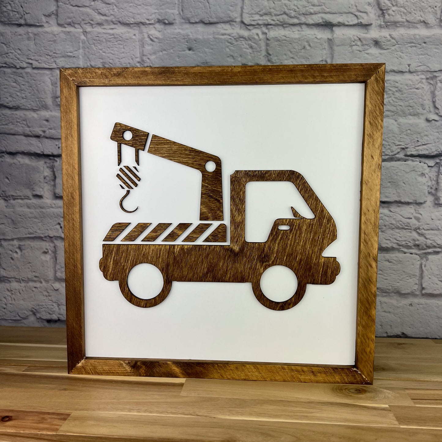 Construction Truck | 16x16 inch Wood Sign | Construction Room Decor