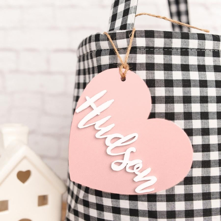 Personalized Valentine Tag | Heart Tag | Pink OR Red