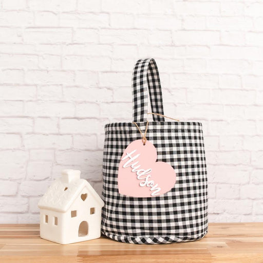 Personalized Valentine Tag with Gingham Bag