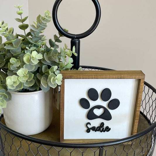 CUSTOM Paw Print Sign | Pet Loss Gift | 5x5 inch Wood Sign