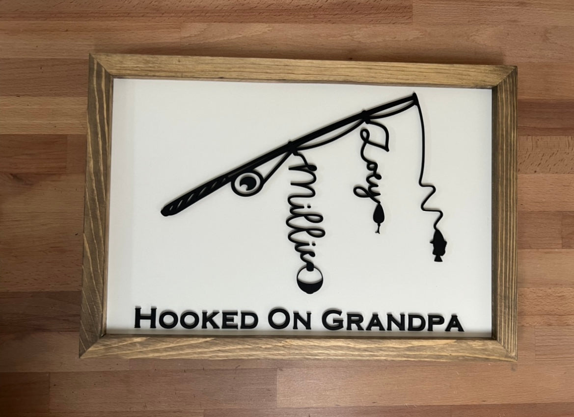 Personalized Father’s Day Fishing Sign | 11x16 inch Wood Sign | Custom Gift for Dad or Grandpa