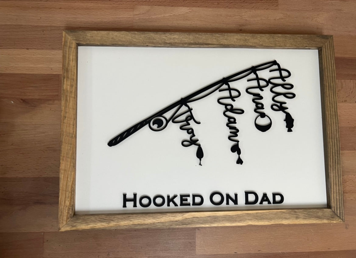 Personalized Father’s Day Fishing Sign | 11x16 inch Wood Sign | Custom Gift for Dad or Grandpa