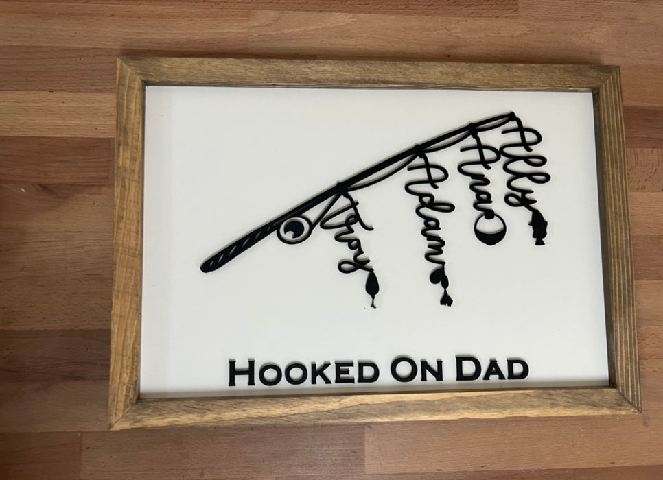 Personalized Fishing Sign | 11x16 inch Wood Sign | Custom Gift for Dad or Grandpa