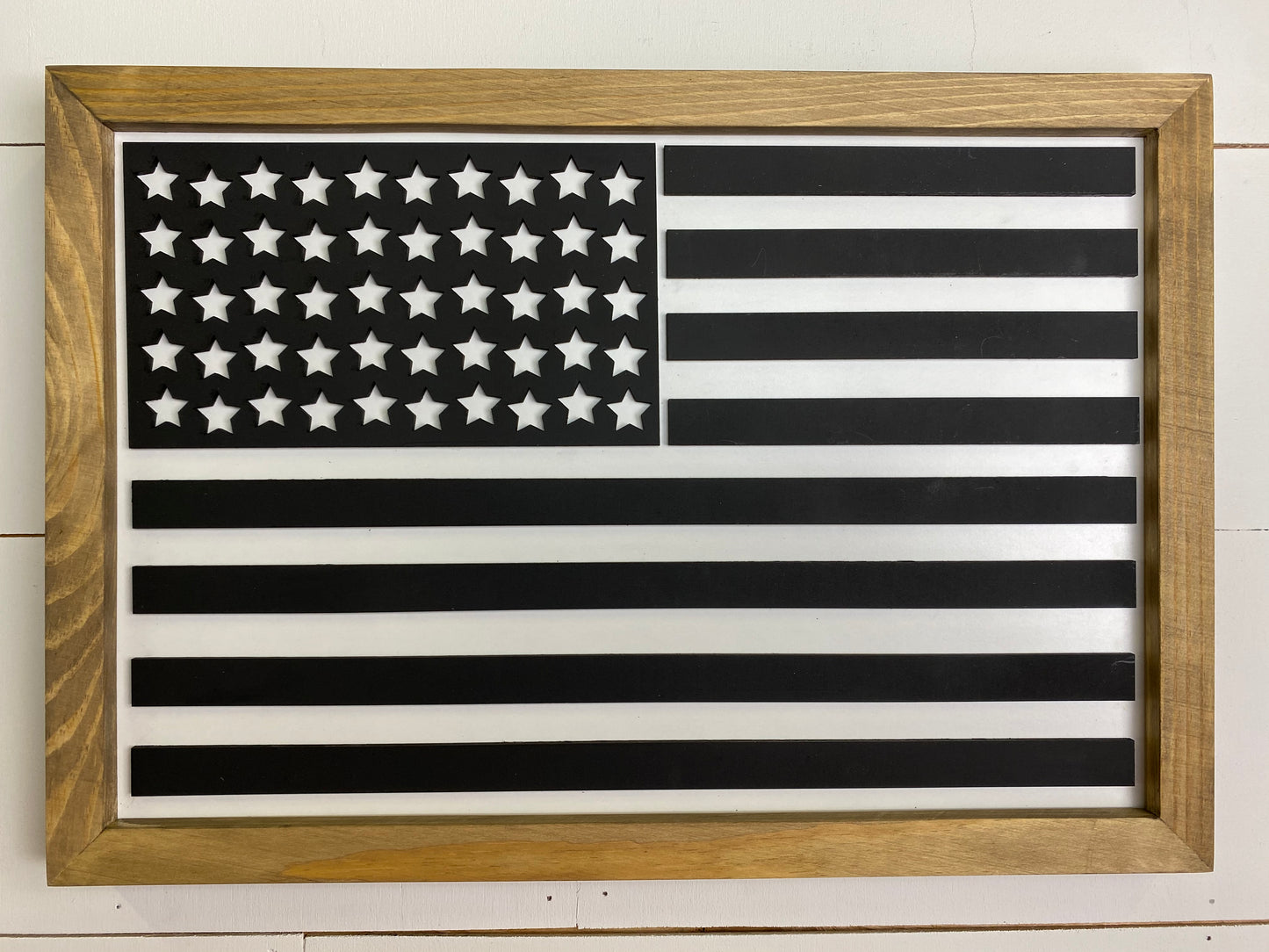 Black & White American Flag | 11x16 inch Wood Sign