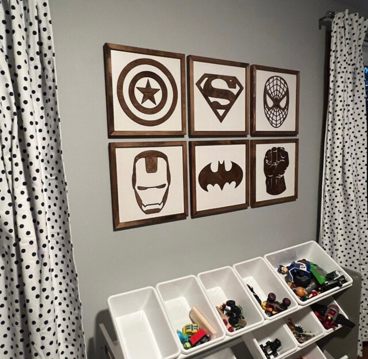 Superhero Wall Art | 14x14 inch Wood Sign | Super Hero Wall Art | Superhero Gallery Wall