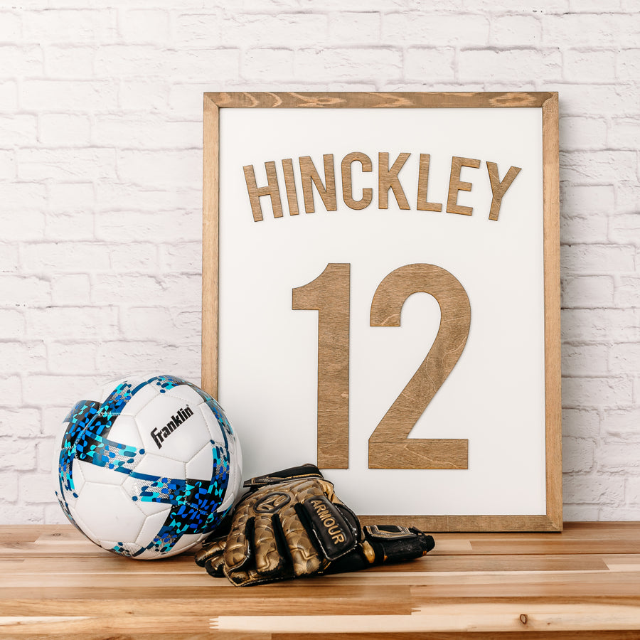 Personalized Basketball Jersey Sign | 17x21 inch Wood Sign | Neutral Sports Bedroom Decor | Sports Room Decor | Sports Room Wall Art