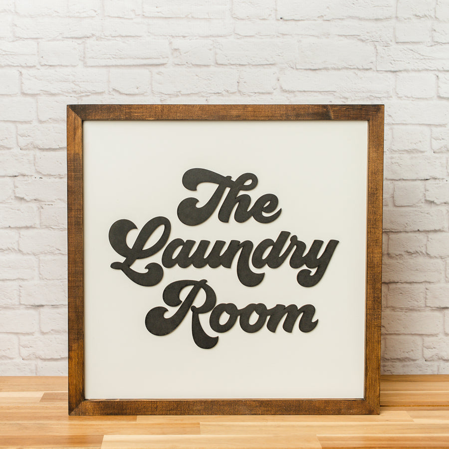 The Laundry Room | 16x16 inch Wood Framed Sign | 3D Lettering