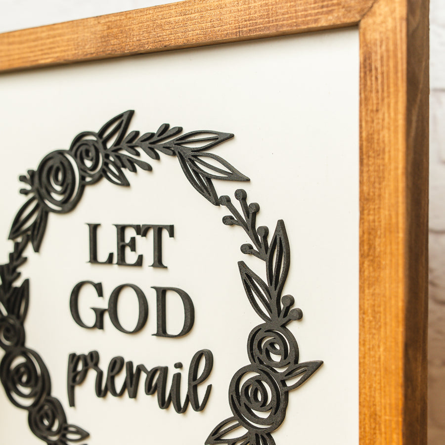 Let God Prevail Wreath | 11x11 inch Wood Sign