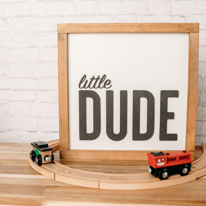 Little Dude | Boys Bedroom Sign | 11x11 inch Wood Sign