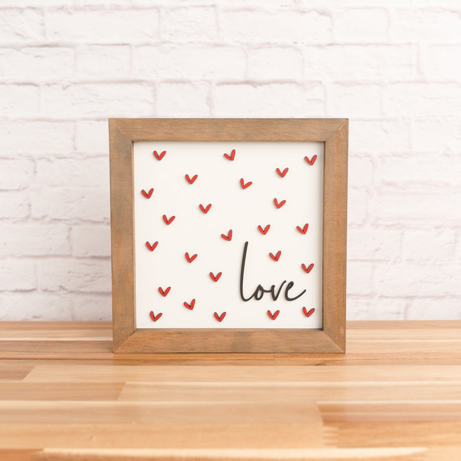 Love with Hearts | 8x8 inch Wood Sign | Valentine Sign