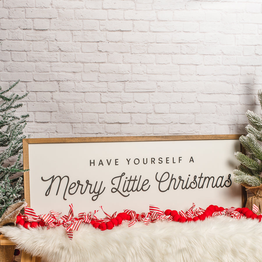 Have Yourself a Merry Little Christmas-Black & White | 13x35 inch Wood Sign l Christmas Sign