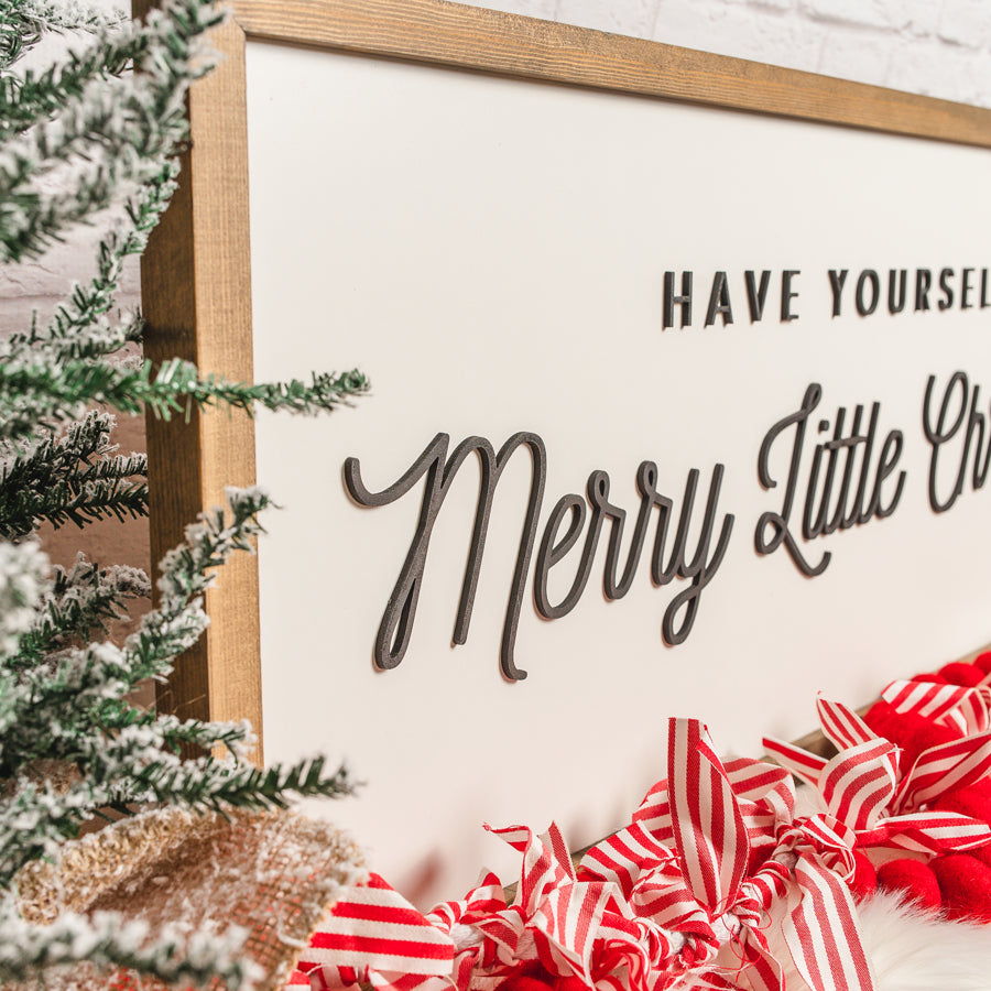 Have Yourself a Merry Little Christmas-Black & White | 13x35 inch Wood Sign l Christmas Sign