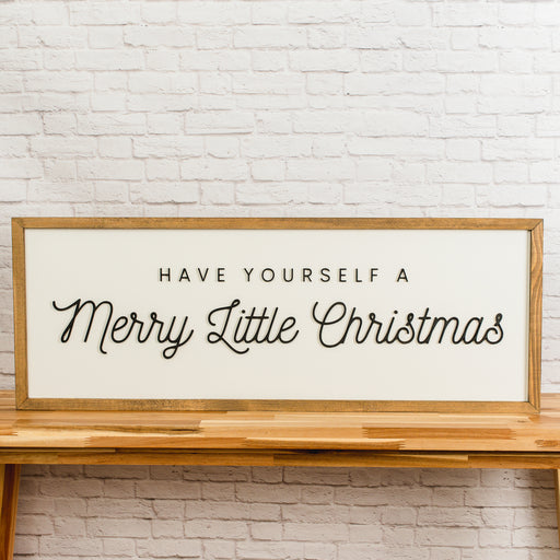 Have Yourself a Merry Little Christmas-Black & White | 13x35 inch Wood Sign l Christmas Sign