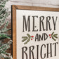 Merry and Bright |  14x14 inch Wood Sign | Christmas Sign