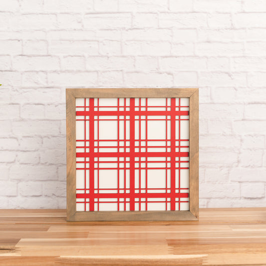 Red Plaid | 11x11 inch Wood Sign | Valentine Sign