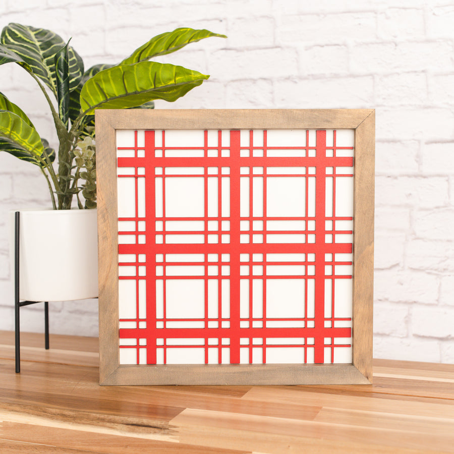 Plaid Signs Red Plaid | 11x11 inch Wood Sign | Valentine Sign – The Handmade Sign Co.
