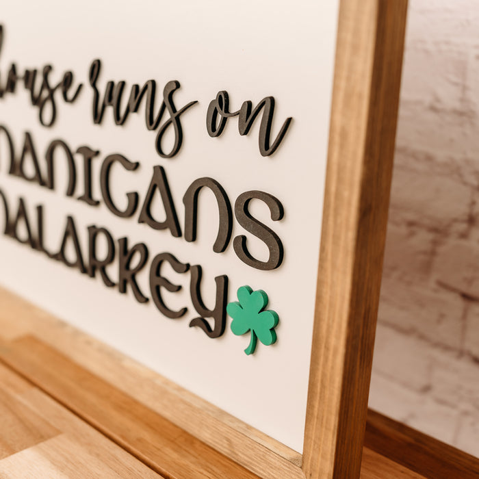 Shenanigans & Malarkey | 11x21 inch Wood Sign | St. Patrick's Day Sign