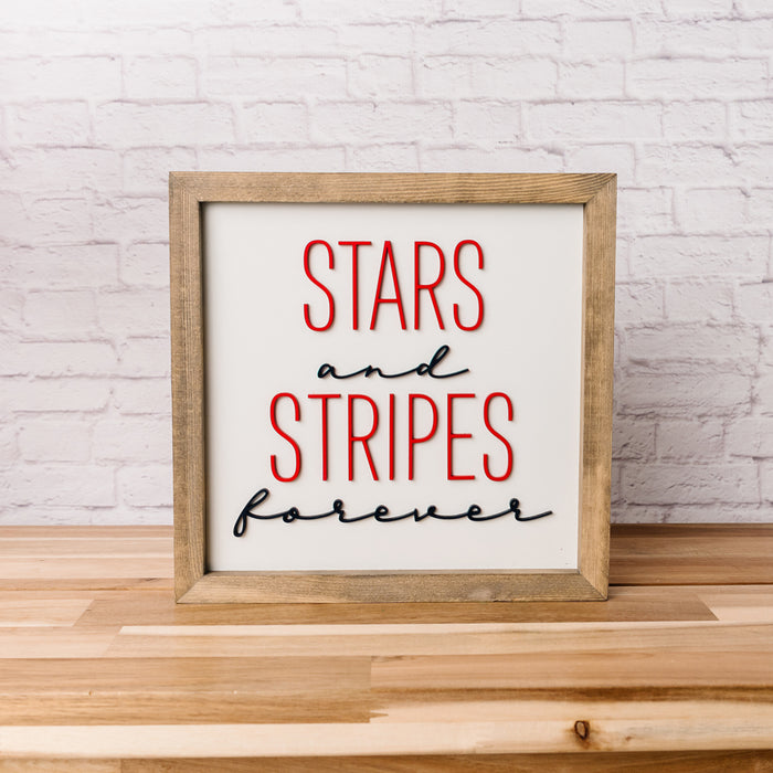 Stars & Stripes Forever | Red, White and Navy Blue Wood Sign | Patriotic Sign